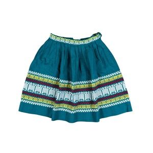 Vtg LaRegional Handwoven Skirt Womens Size 24 Folk Art Teal Multicolor Guatemala